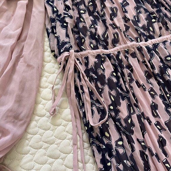 $615 NWT Self-Portrait Printed Frill Balloon Sleeve Pleated Maxi Dress - Picture 14 of 16